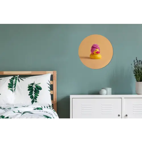 Badeend - Handdoek - Kleurrijk Wandcirkel aluminium klein -slaapkamer