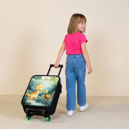Dino - Schildpad - Jungle Kinderkoffer - Zwart klein -sfeer1