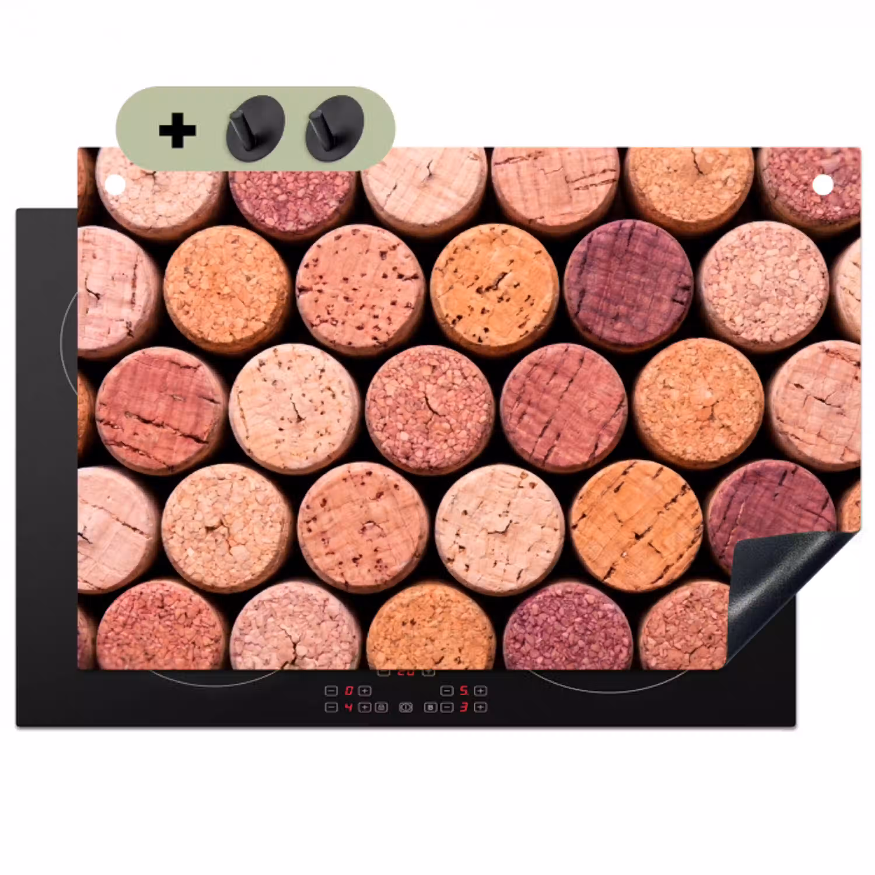 Kurk - Patroon - Abstract - Modern - Rood Inductie beschemer met haakjes klein -3d