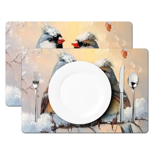 Vogels - Tak - Winter - Sneeuw Placemat vinyl groot -zzsfeer2_Kitchenyeah-website