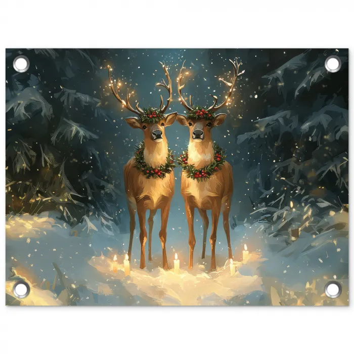 Dennensprookje - Rendier - Nacht tuinposter los doek klein -3d