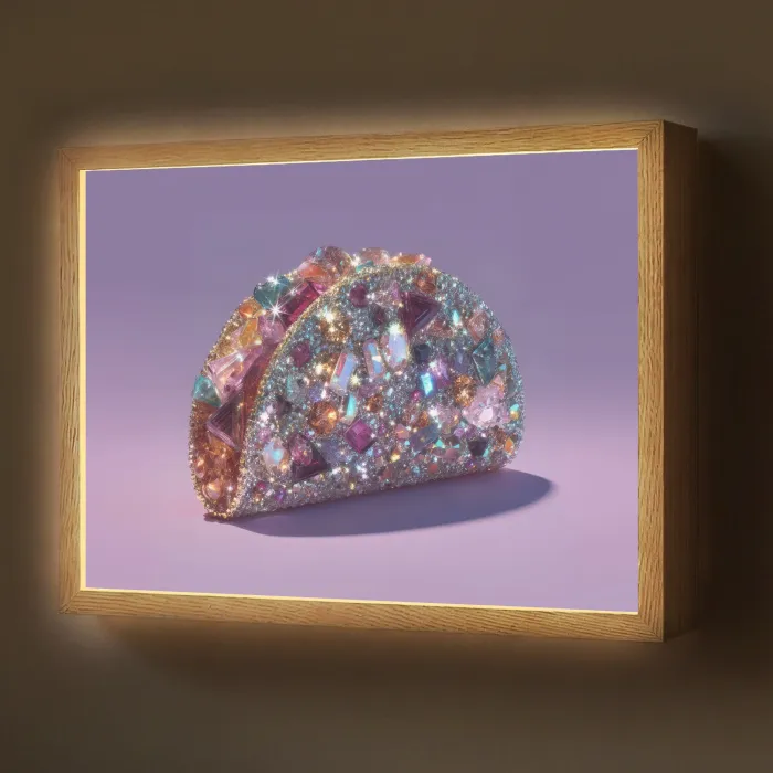 Edelstenen - Glitters - Paars - Kleurrijk Light Box met batterij (Wandlamp) middel -z3d_website