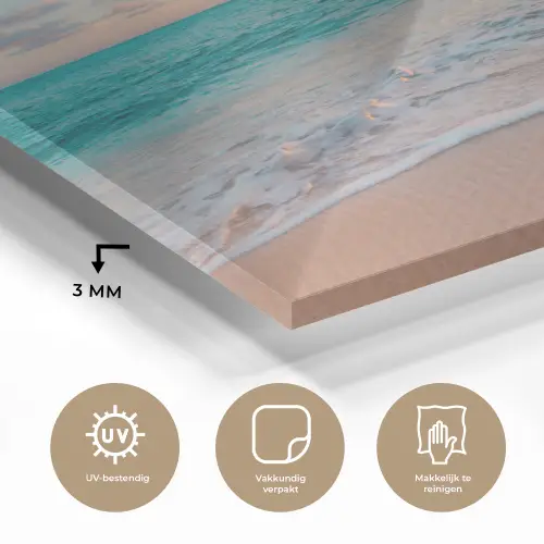 Zonsondergang - Strand - Zee - Zomer - Blauw plexiglas 5mm klein -sfeer2