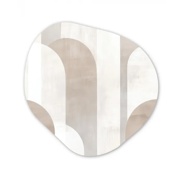 Abstracte bogen - Modern - Beige Wandcirkel Organisch Forex 3mm klein -3d