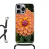 Dahlia - Bloem - Oranje Hoesje iPhone 16 Pro Max met koord klein -3d