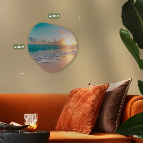 Zonsondergang - Strand - Zee - Zomer - Blauw Wandcirkel Organisch Forex 3mm klein -sfeer3