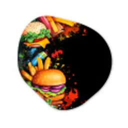 Fastfood - Graffiti - Hamburger - Eten - Modern Wandcirkel Organisch Plexiglas middel -3d