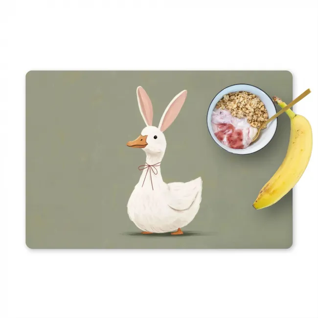 Eend - Konijnoren - Grijs Placemat vinyl groot -zzzproduct_Kitchenyeah-website