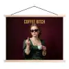 Koffie - Vrouw - Middelvinger textielposter latten blank klein -3d