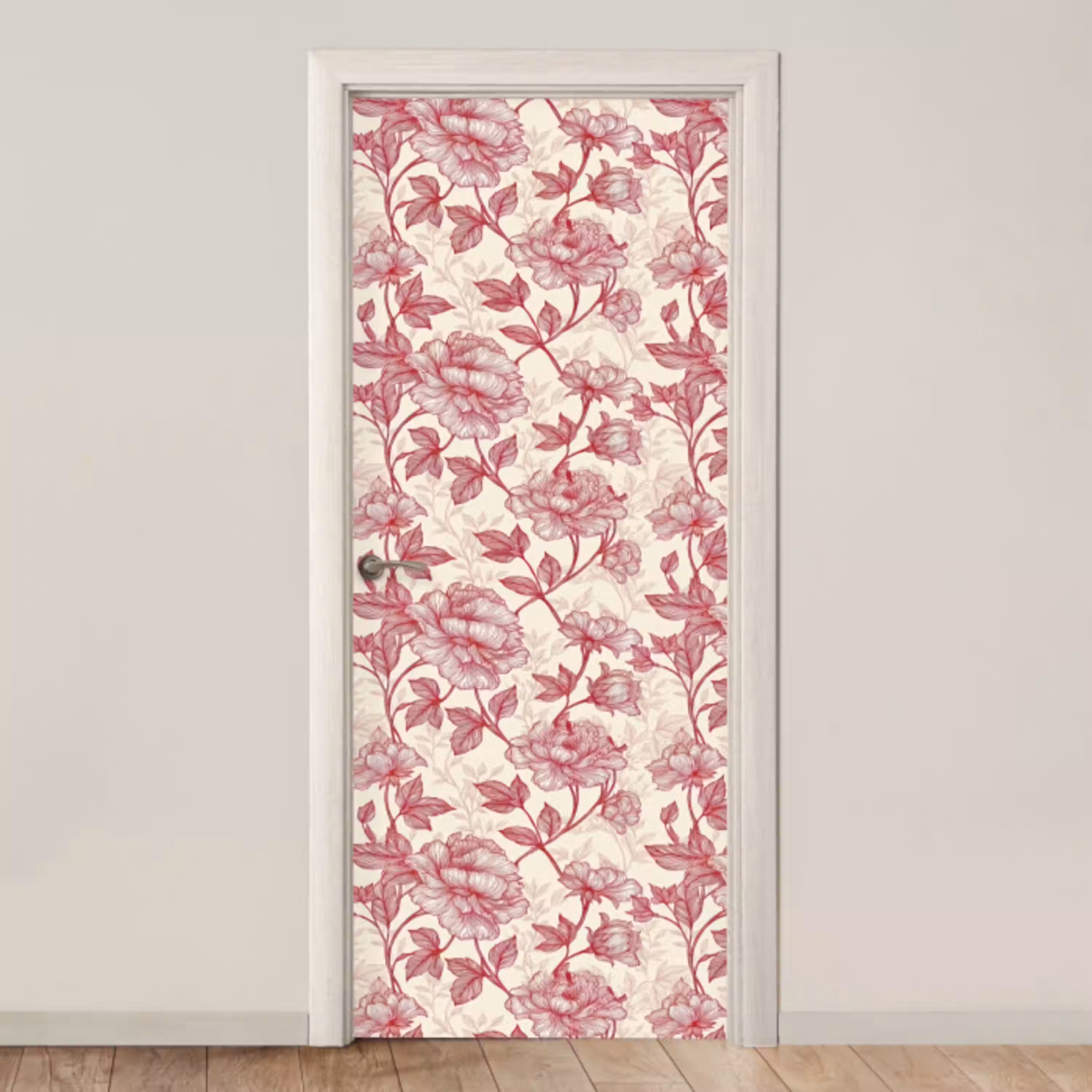 Pioenrozen - Modern -  Rood deurposter klein 289 -3d_beige