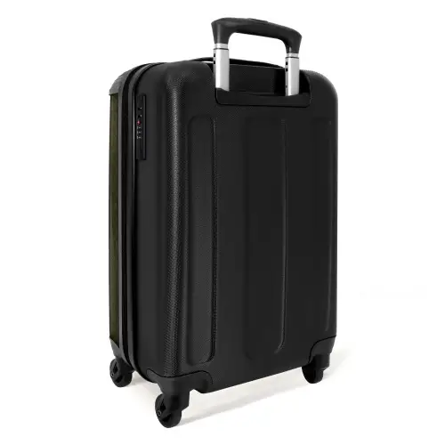 Lederen look donker groen NBS - Handbagage koffer - Volwassenen Unisex middel -achterkant