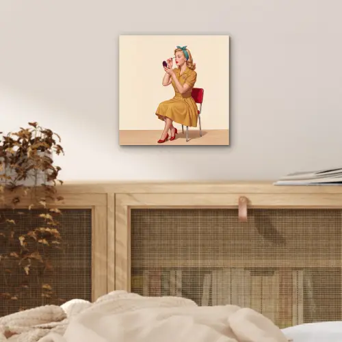 Illustratie - Mascara - Vrouw - Geel aluminium wit klein -sfeer3