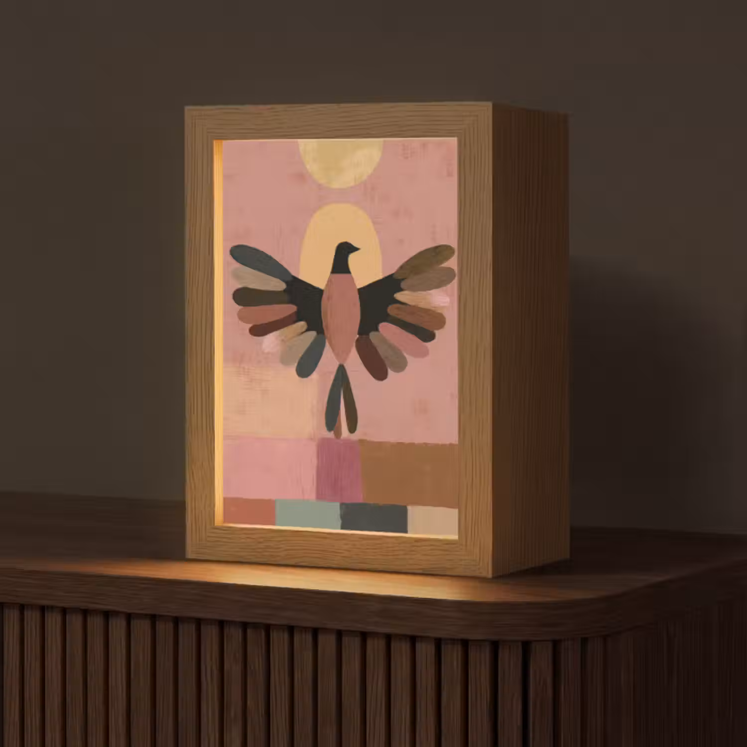 Tafellamp - Illustratie - Vogel - Vlakken - Kleurrijk