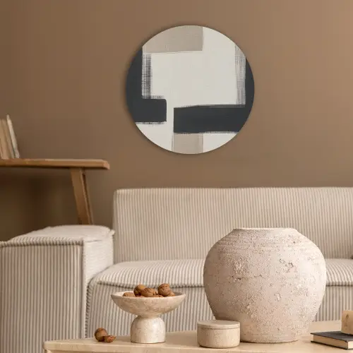Zwart - Abstract - Japandi Akoestische PET Vilt - Rond klein -sfeer1