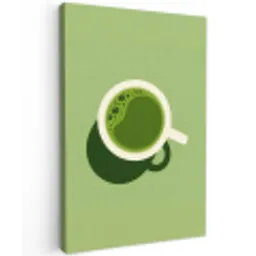 Minimalistisch - Kopjes - Matcha -Groen Tuinposter op houten frame 2 cm dik middel -3d