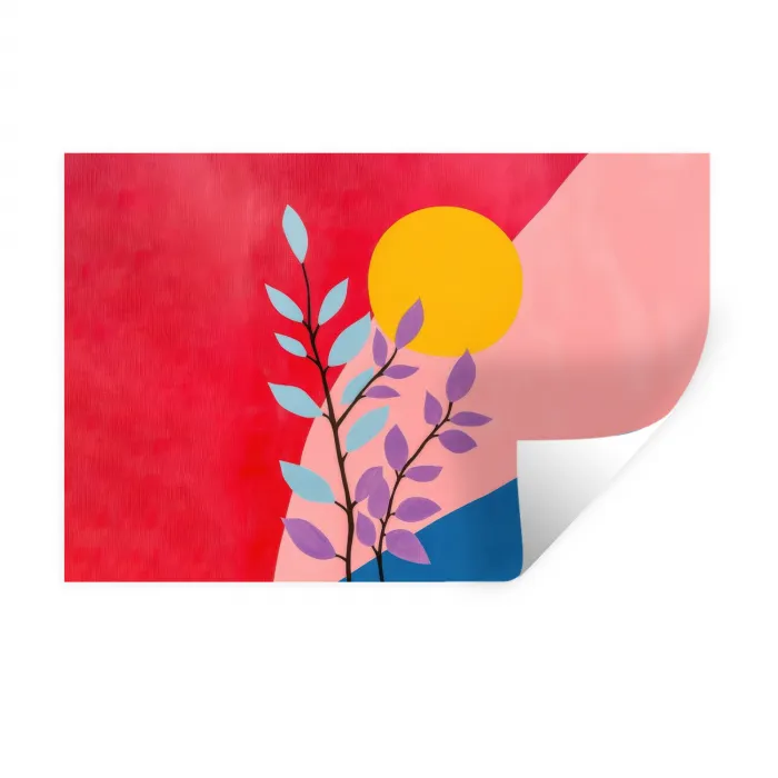 Bladeren - Zon - Abstracte vormen Muursticker klein -3d