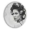 Edgy - Vrouw - Zwart - Wit Akoestische PET Vilt - Rond klein -3d