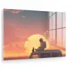 Busje - Kat - Zonsondergang - Oranje plexiglas 5mm klein -zzzproduct_nieuw