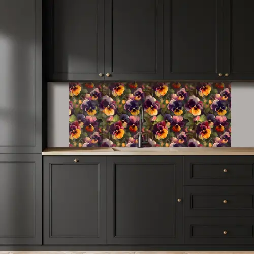Warm - Patroon - Penseel - Viooltjes keuken achterwand 2 middel 871 -sfeer1