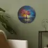 Boom - Blauw - Bladeren - Vakken Akoestische PET Vilt - Rond klein -sfeer2