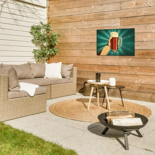 Bierglas - Schuim - Retro - Groen Tuinposter op houten frame 2 cm dik klein -sfeer2