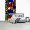 Mondriaan - Glas in lood - Oude Meesters - Kunstwerk - Abstract - Schilderij fotobehang vinyl groot -slaapkamer