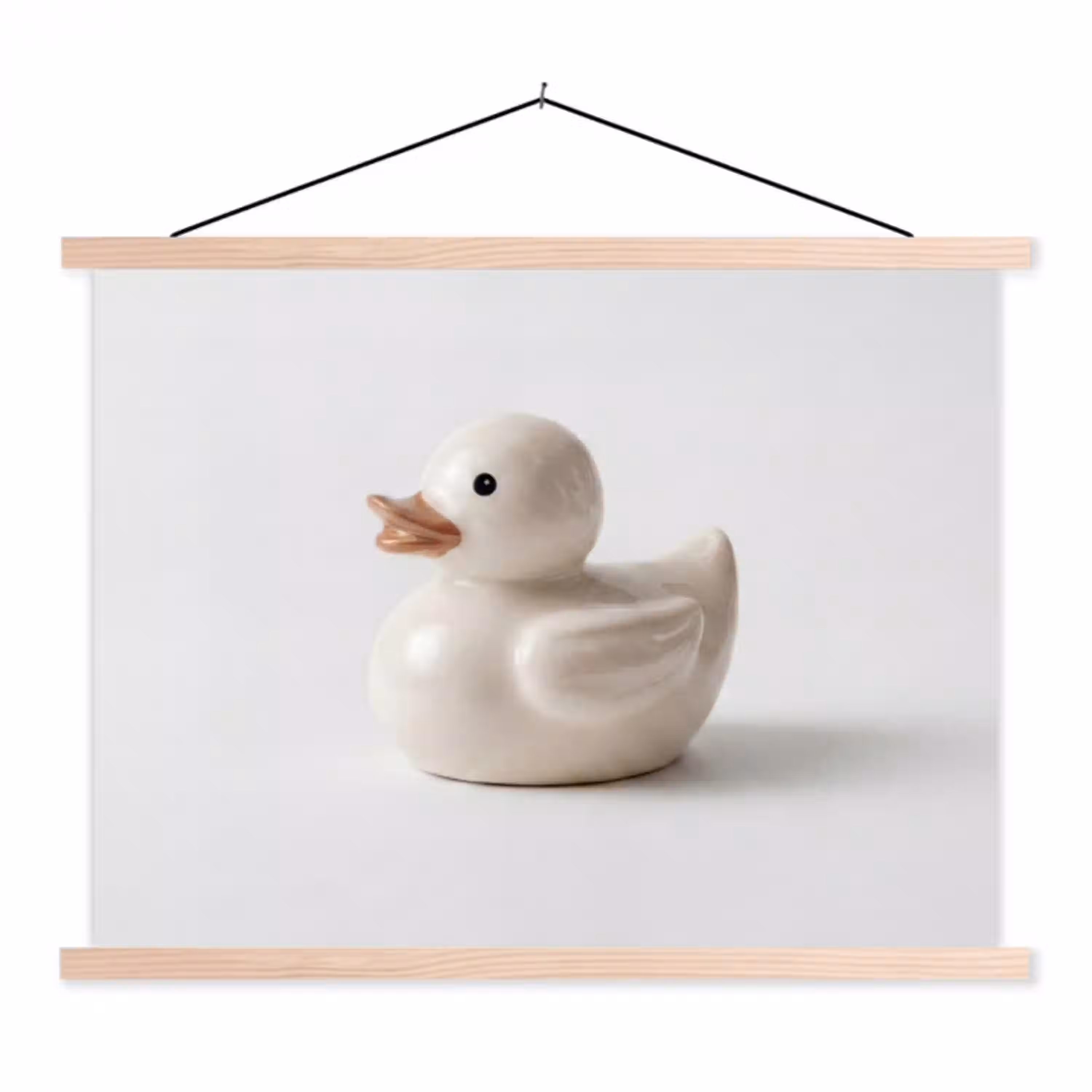 Badeend - Minimalistisch - Wit textielposter latten blank klein -3d