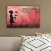 Graffiti - Meisje - Roze - Street art - Roos - Banksy canvas 2cm klein -sfeer3