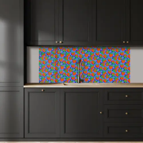 Aardbei - Rood - Blauw - Patroon keuken achterwand 2 middel 871 -sfeer1