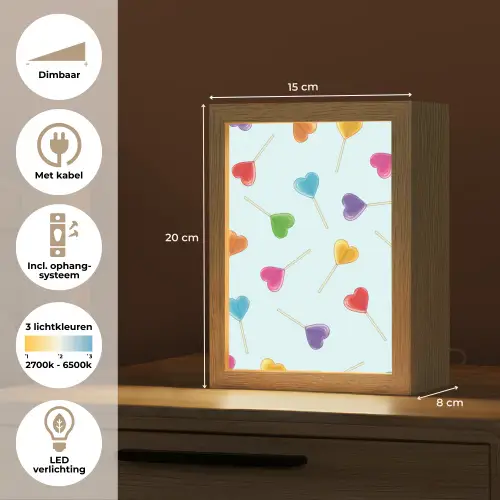Lolly - Regenboog - Snoep Light Box met kabel (Tafellamp) klein -USP_NL