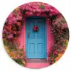 Bloemen - Deur - Roze Wandcirkel plexiglas klein -3d