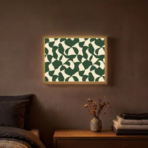 Groen - Organische vlakken - Crème Light Box met batterij (Wandlamp) middel 907 -sfeer4