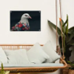 Duif - Bloemen - Wit - Zwart tuinposter los doek klein -sfeer7