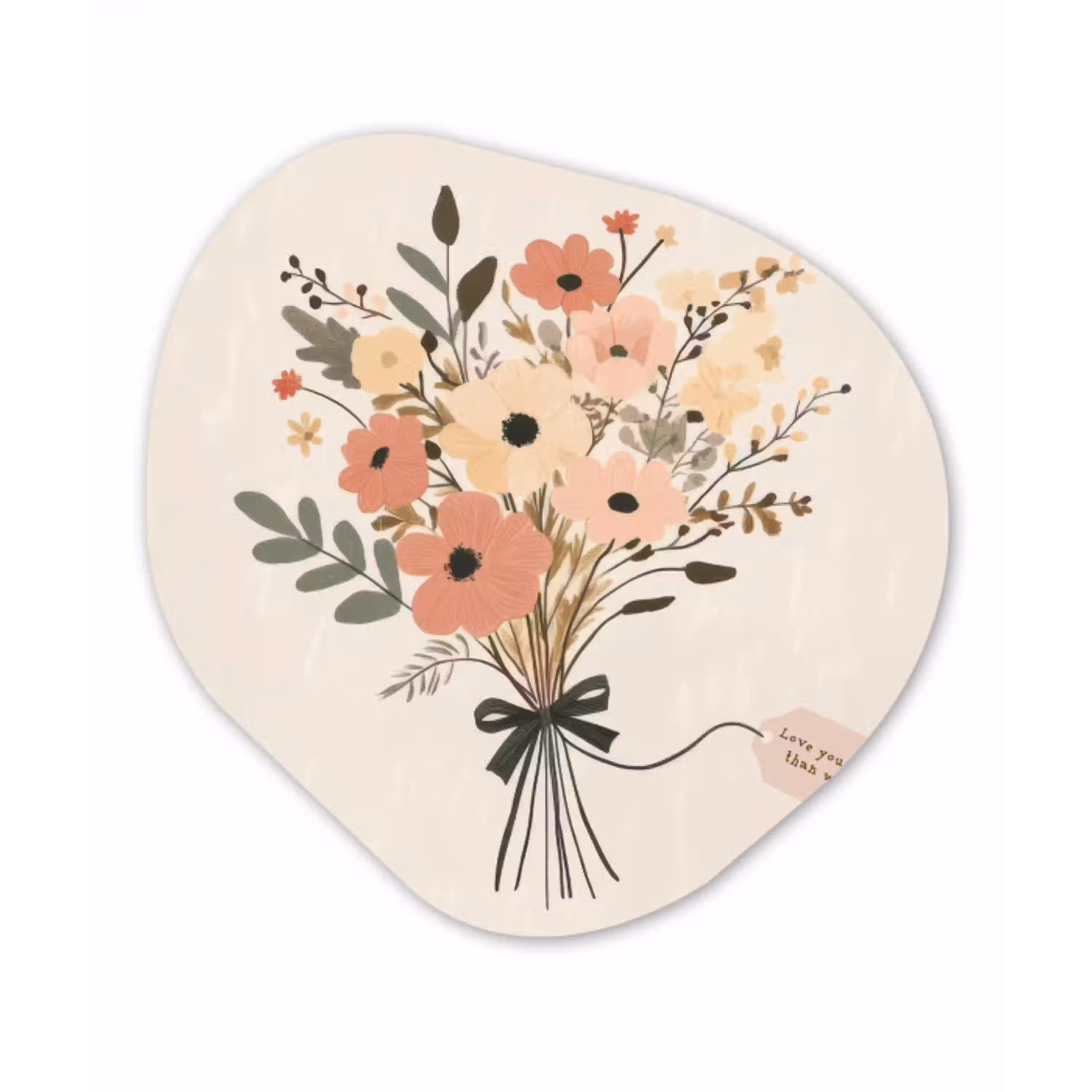 Bloemen - Quote - Beige - Lint Wandcirkel Organisch Aluminium middel -3d