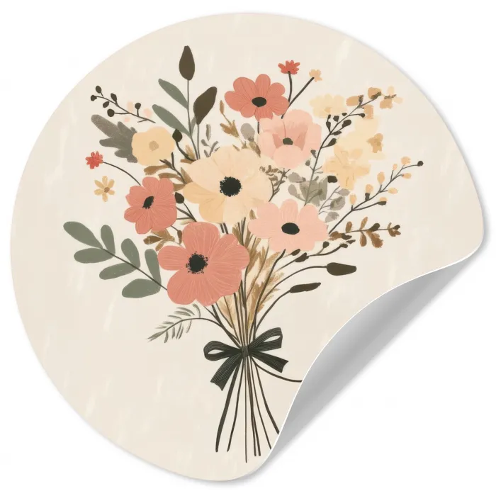 Bloemen - Quote - Beige - Lint Wandcirkel behangsticker klein -3d