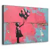 Graffiti - Meisje - Ballon - Roze - Blauw - Street art Textielframe zwart klein -3d