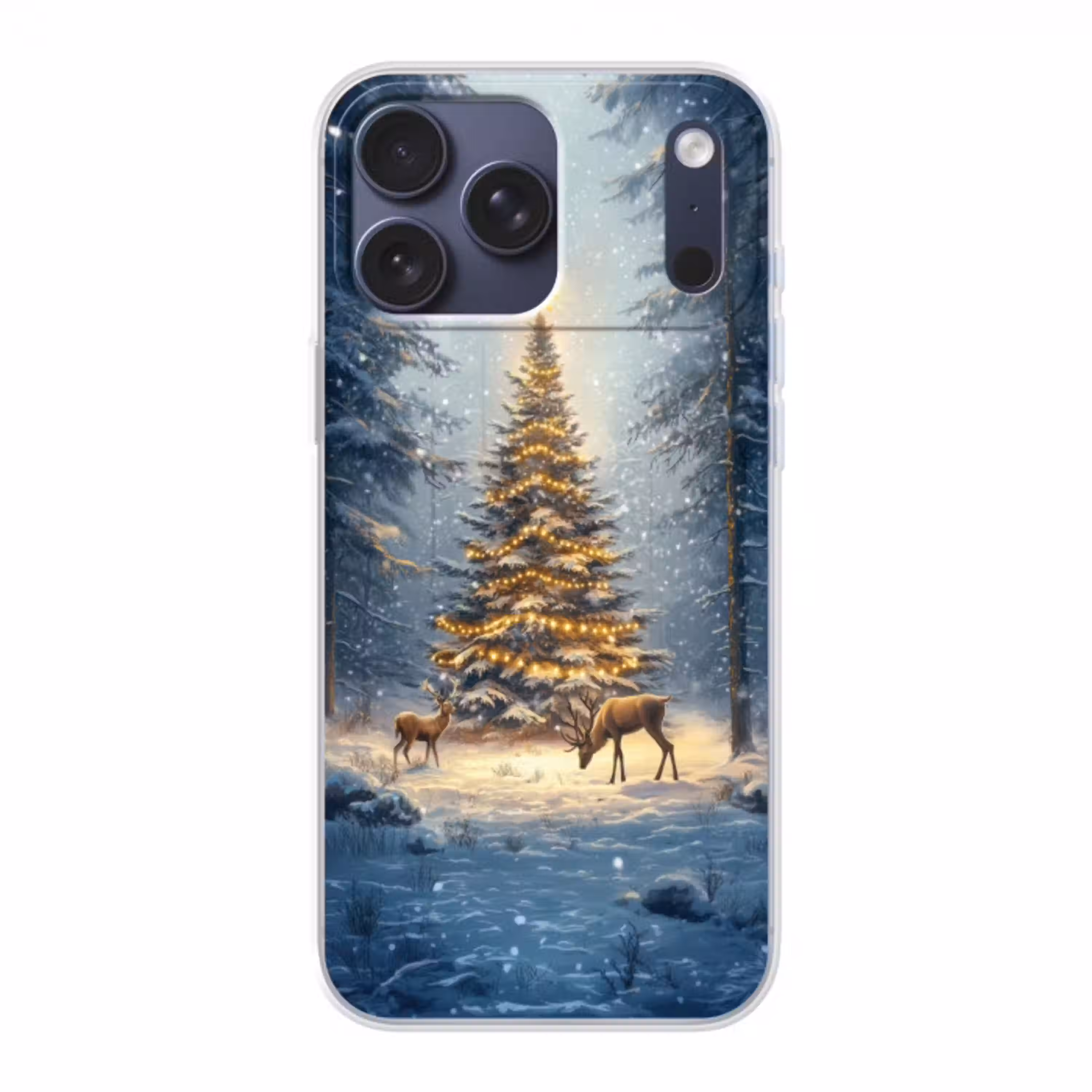 Kerstlicht - Woud - Hert - Donker Telefoonhoesje iPhone 17 Pro Max klein -3d
