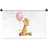 Giraf - Baby - Dieren - Roze ballon Wandkleed katoen klein -zz3d