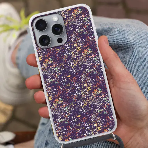 Spat - Abstract - Stippen Hoesje iPhone 16 Pro Max met koord klein 804 -sfeer3