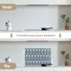 Blauw - Retro - Patroon - Hartjes keuken achterwand spatscherm klein 900 -voor_na_NL