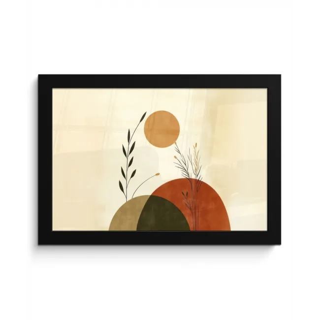 Planten - Abstract - Vormen fotolijst zwart zonder passe partout klein -3d