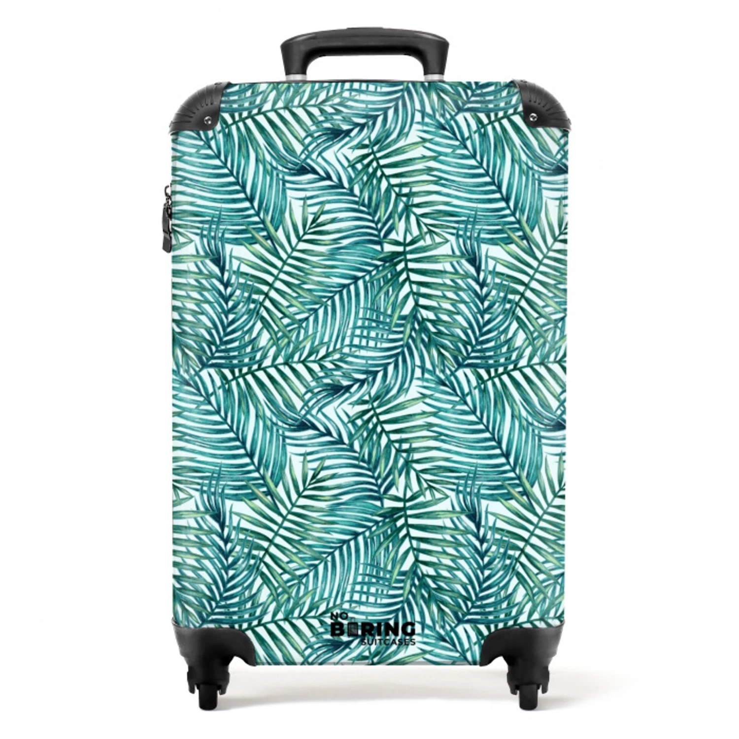 Palm bladeren patroon kleurrijk blauw NBS - Handbagage koffer - Volwassenen Unisex middel -productfoto_recht