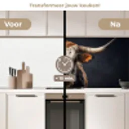 Stier - Kleurrijk - Hoorns keuken achterwand 2 middel -voor-na2_NL