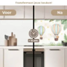 Aquarel - Luchtballonnen - Pastel keuken achterwand 2 middel -voor-na2_NL