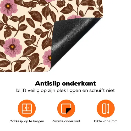 Bloemen - Bladeren - Kleurrijk Inductie beschermer vinyl 3mm klein 276 -zzzzzzz-td-onderkant