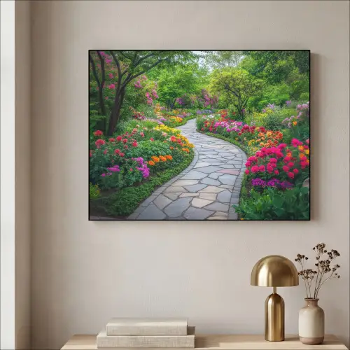 Park - Bloemen - Tuin Textielframe zwart klein -sfeer2
