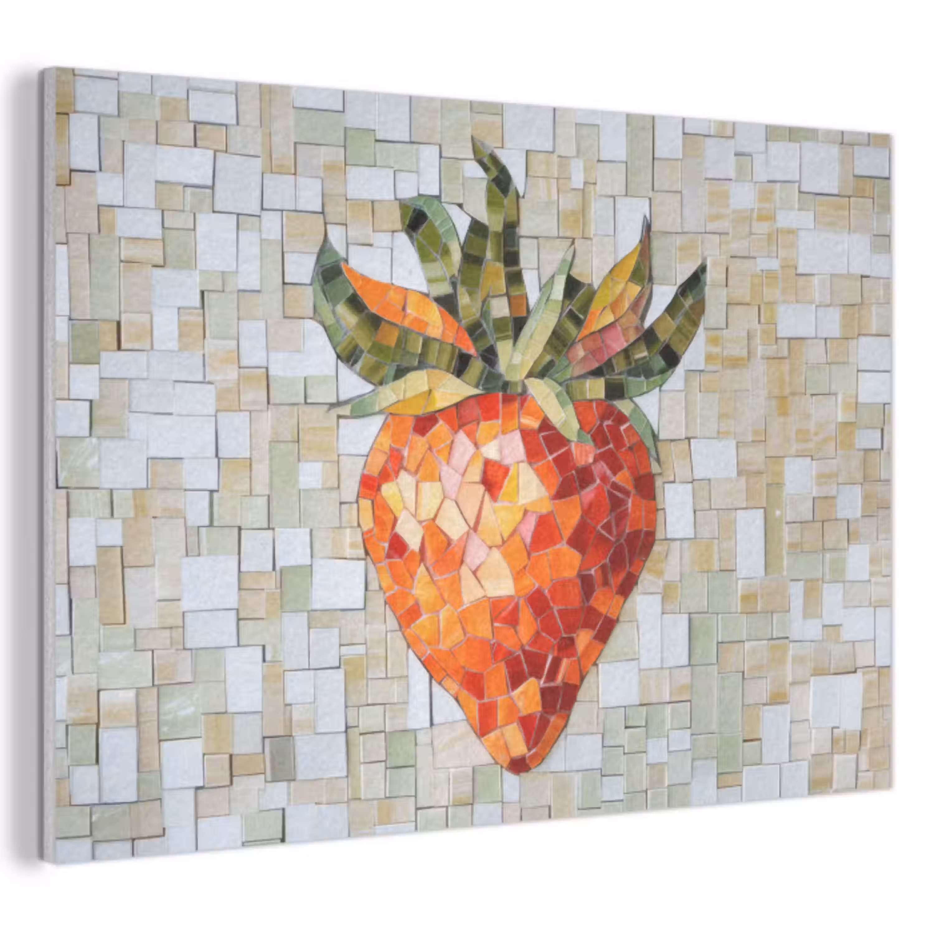 Aardbei - Rood - Mozaïek - Fruit PET vilt klein -3d
