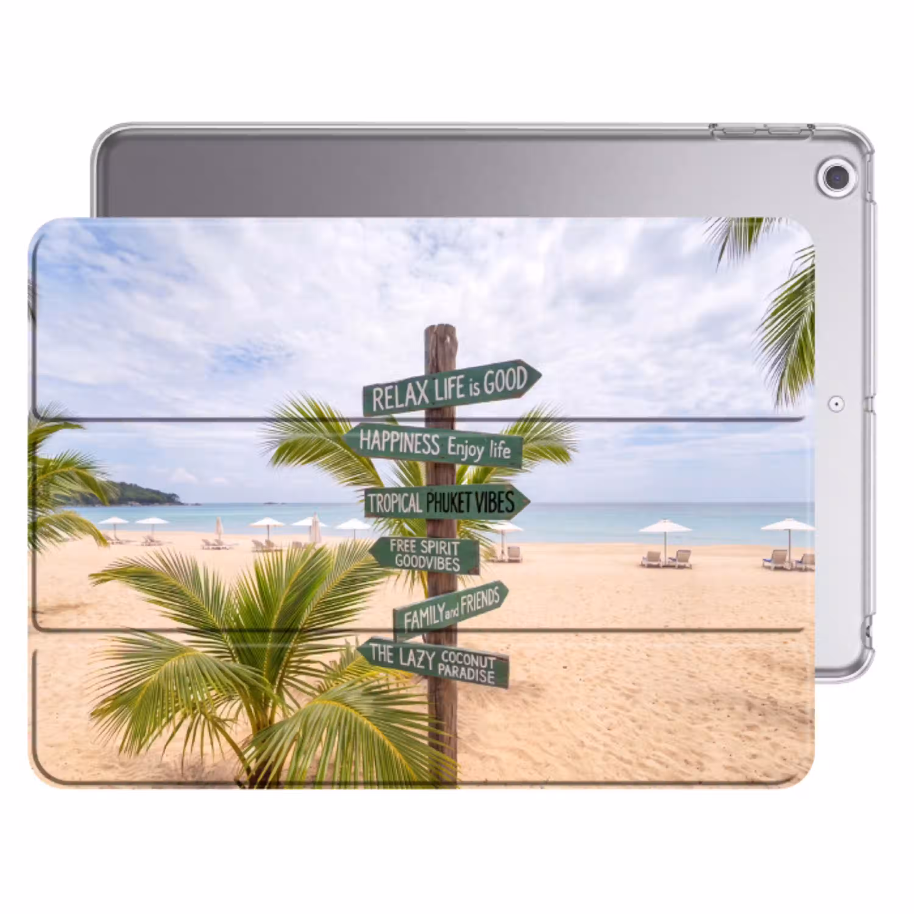 Strand - Wegwijzer - Palmen - Tropisch - Groen Apple iPad 2017 middel -threedimensional_3d_global