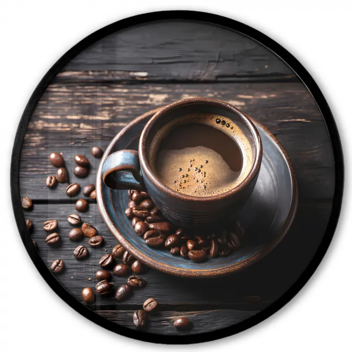 Kop - Koffie - Hout - Bonen Fotolijst rond zonder passe partout klein -3d