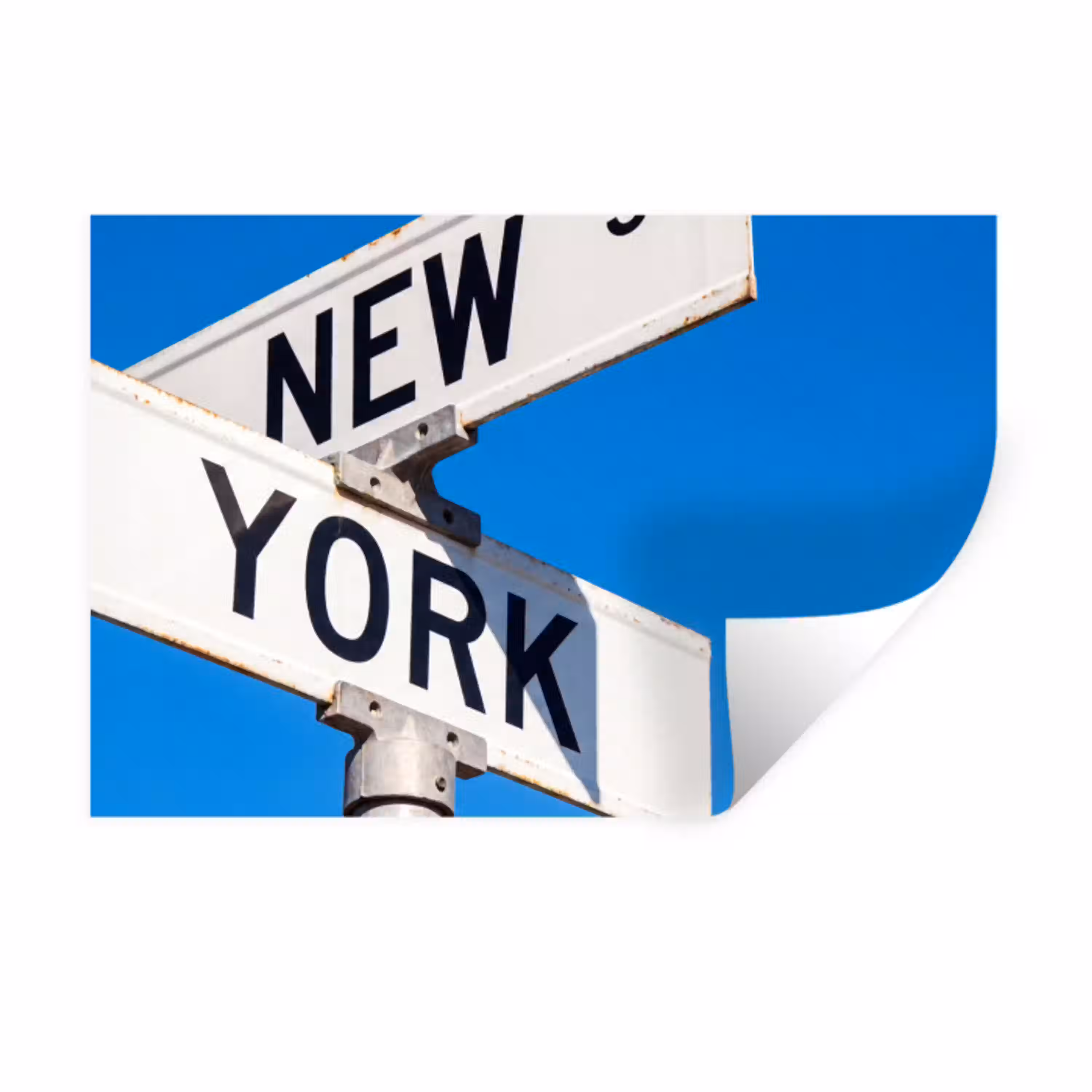 New York - Straatbord - Stad - Urban - Blauw Muursticker klein -3d
